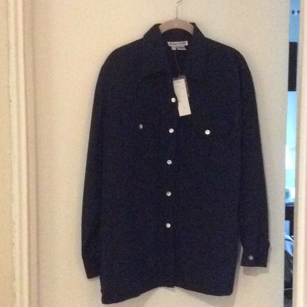NWT navy blue button up top